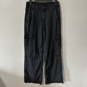 American Eagle Pants Womens Size 00Short Black Super‎ High Rise Baggy Wide Leg